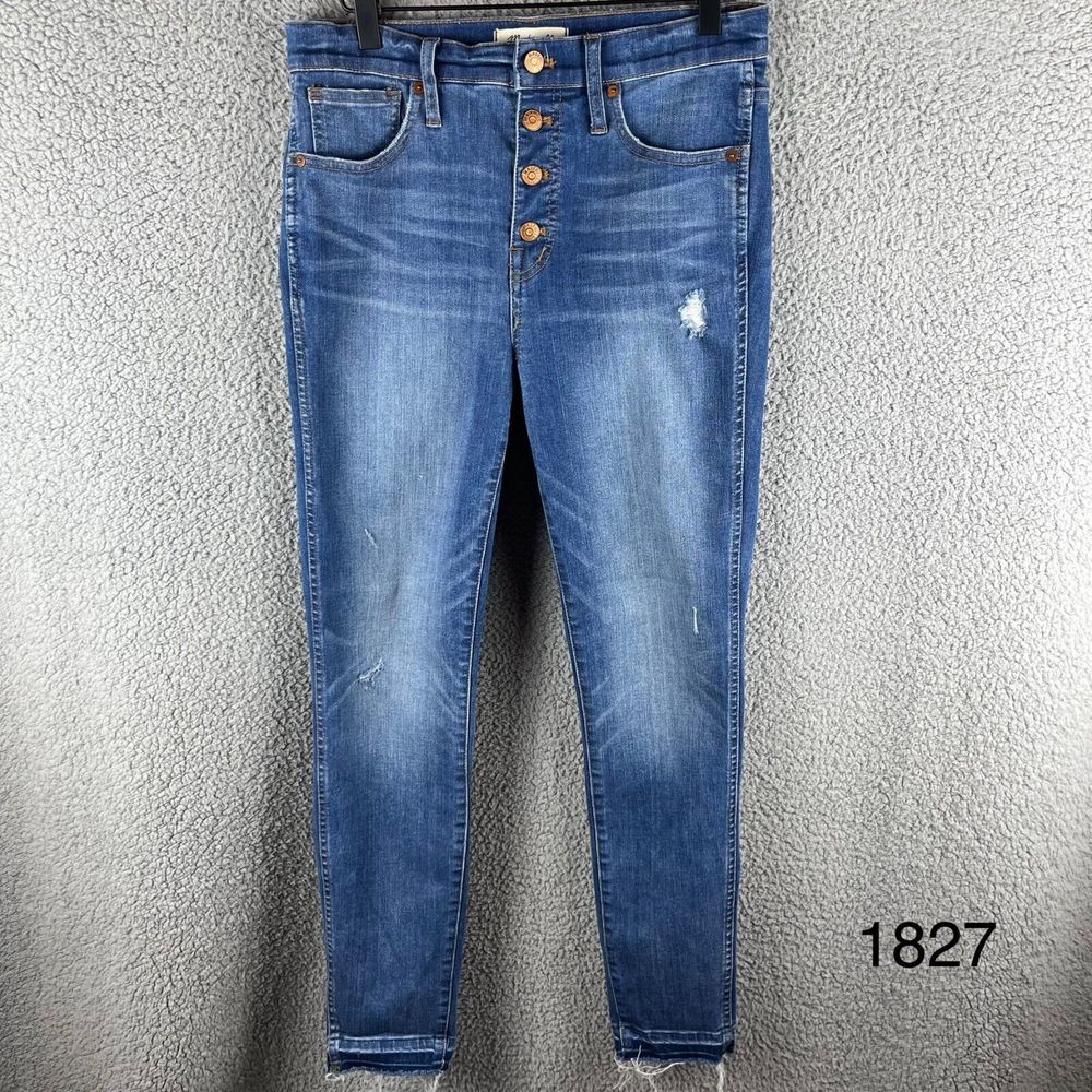 Madewell 10" High Rise Skinny Raw Hem‎ Button-Fly Jeans Raw Hem Women's Size 28